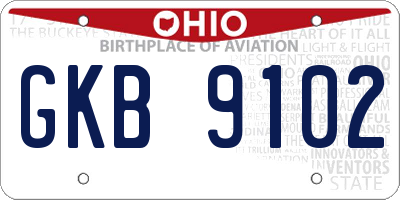 OH license plate GKB9102