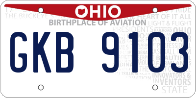 OH license plate GKB9103