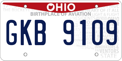 OH license plate GKB9109