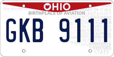 OH license plate GKB9111