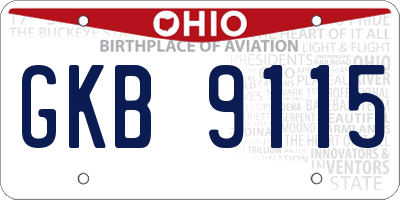 OH license plate GKB9115