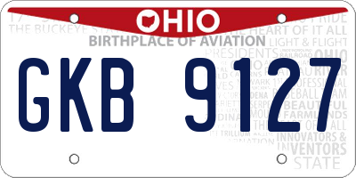 OH license plate GKB9127