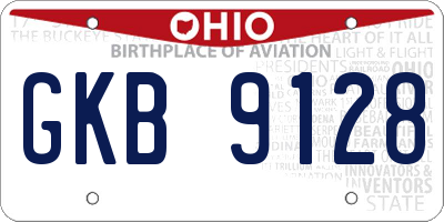 OH license plate GKB9128