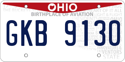 OH license plate GKB9130