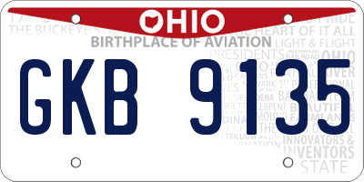 OH license plate GKB9135