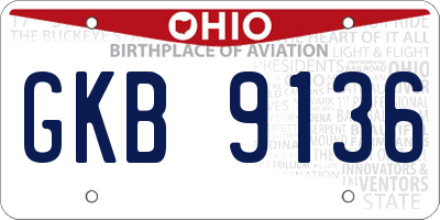 OH license plate GKB9136
