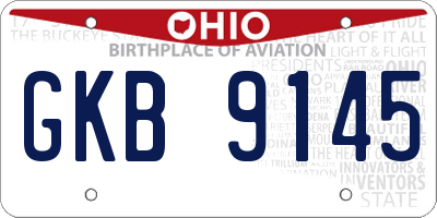 OH license plate GKB9145