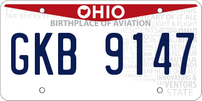 OH license plate GKB9147