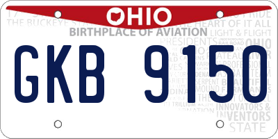 OH license plate GKB9150