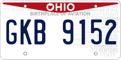 OH license plate GKB9152