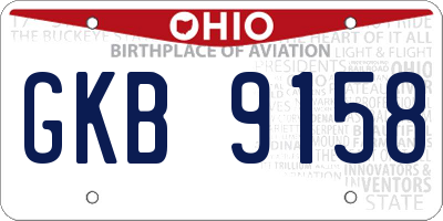OH license plate GKB9158