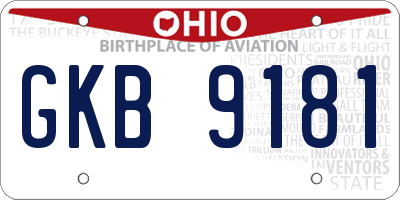 OH license plate GKB9181