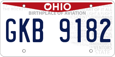 OH license plate GKB9182