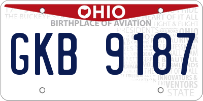 OH license plate GKB9187