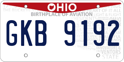 OH license plate GKB9192