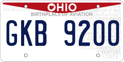 OH license plate GKB9200