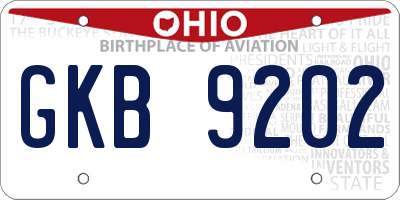 OH license plate GKB9202