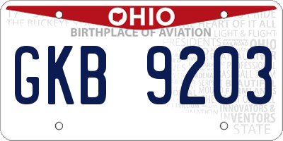OH license plate GKB9203