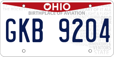 OH license plate GKB9204