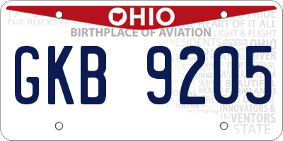 OH license plate GKB9205