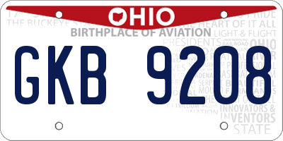 OH license plate GKB9208