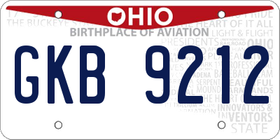 OH license plate GKB9212