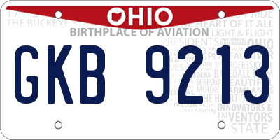 OH license plate GKB9213
