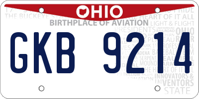 OH license plate GKB9214