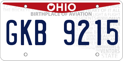 OH license plate GKB9215