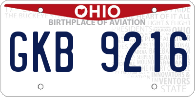OH license plate GKB9216