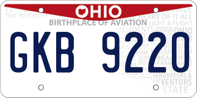 OH license plate GKB9220