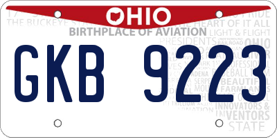 OH license plate GKB9223