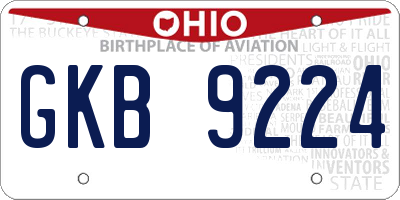 OH license plate GKB9224