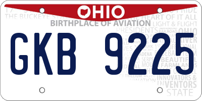 OH license plate GKB9225