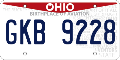 OH license plate GKB9228