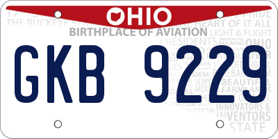 OH license plate GKB9229