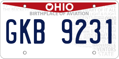 OH license plate GKB9231