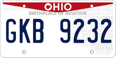 OH license plate GKB9232