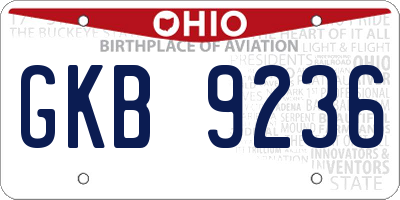 OH license plate GKB9236