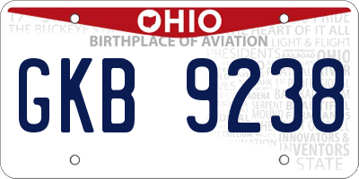 OH license plate GKB9238