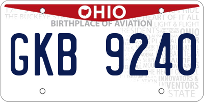 OH license plate GKB9240