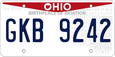 OH license plate GKB9242
