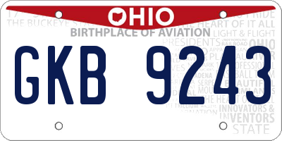 OH license plate GKB9243