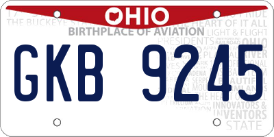 OH license plate GKB9245