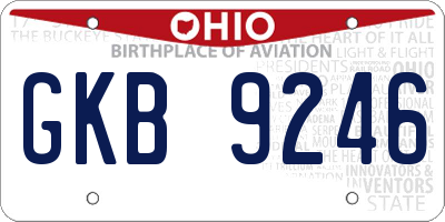 OH license plate GKB9246