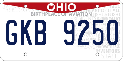 OH license plate GKB9250
