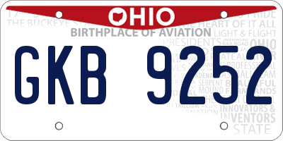 OH license plate GKB9252