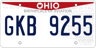 OH license plate GKB9255