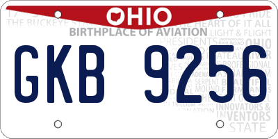 OH license plate GKB9256