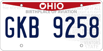 OH license plate GKB9258